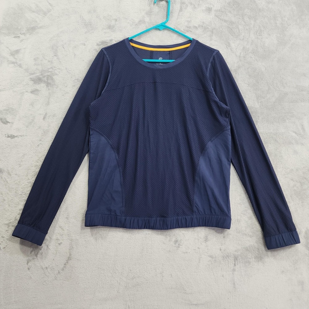 Champion C9 Shirt Womens Size M Blue Mesh Long Sleeve Running Athletic Workout